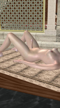Güzel transeksüel yatakta 3 boyutlu çizgi film hentai'nin götüne şişe sokuyor