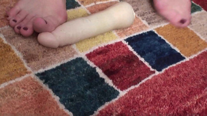 Foot Girls: Crushing dildo with feet