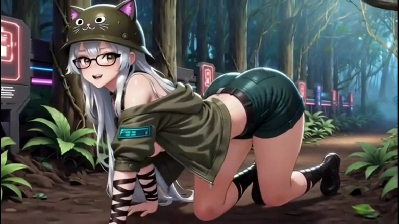 Hot girl dancing: Just a Funny Anime Soldier in Forest, Ai Animation