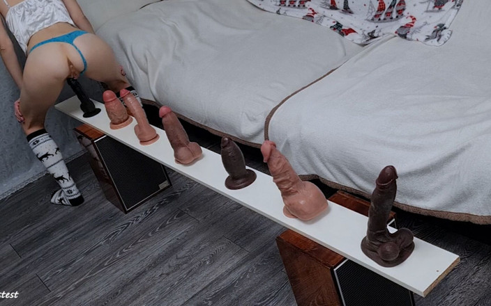 Toystest: Horny Petite Japanese Wife in Monster Dildos Challenge! Rough Hardcore...
