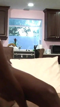 Sexy ebony fucked hard by a BBC dude on the couch