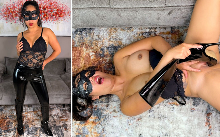 Miss-Sexy-Anonym: Gorąca nastolatka masturbuje się dildo i skórzanymi butami