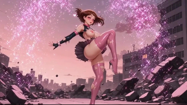 Ianimedia: Sexy ochako Uraraka compilation di lingerie rosa corpo bagnato