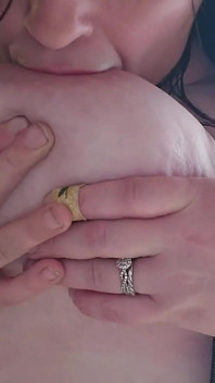 Sucking on My Big Natural Tits