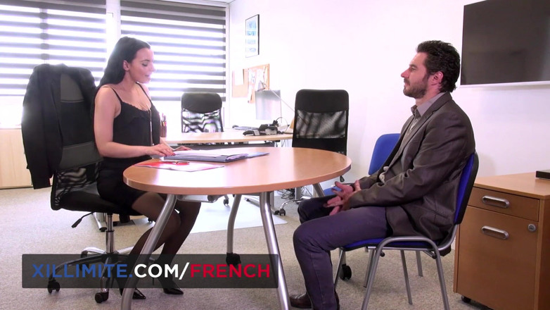 French girls at work: French big boobs brunette Sophia Laure anal sex