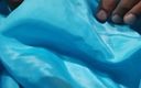 Satin and silky: चाची के नीले क्रेप साटन रेशमी सलवार के साथ लंड सिर रगड़ना (38)