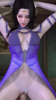 3d linda puta cosplay asiática tiene un sexo duro con una gran polla vieja
