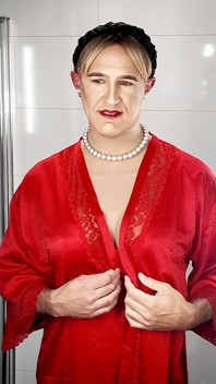 Sissy in Red Lingerie.