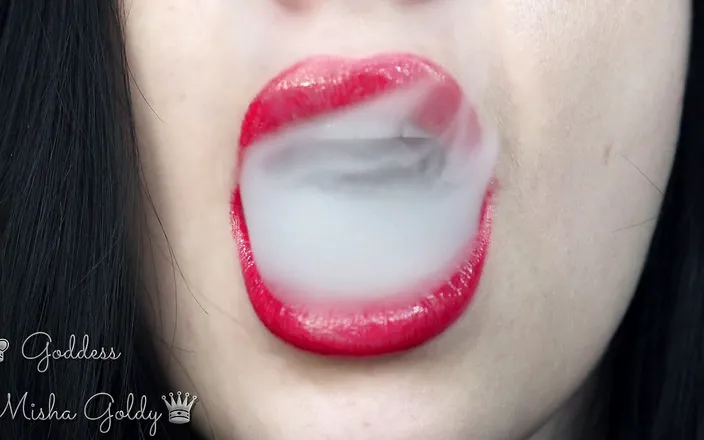 Goddess Misha Goldy: Cum to my big red seduction and big hookah smoke