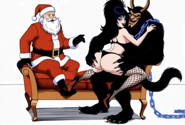 Octopussy Lovers Club: Крампус наповнив анальною пробкою в ельвіру, господиню дупи Темряви, і довів її до оргазму. Різдвяна порно історія