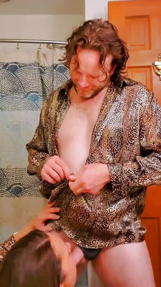 Satin Fetish King: Italian milf in leopard print satin suck and fuck session