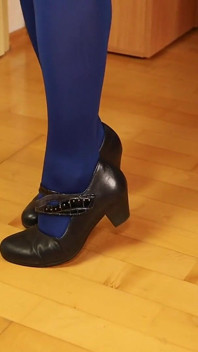 Blue Tights, mary jane Heels और shoeplay fetish tease