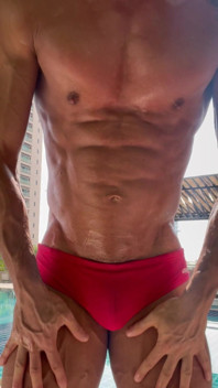 Hot Asian Muscle Hunk, Joey Rhyder Oiled up at the Pool