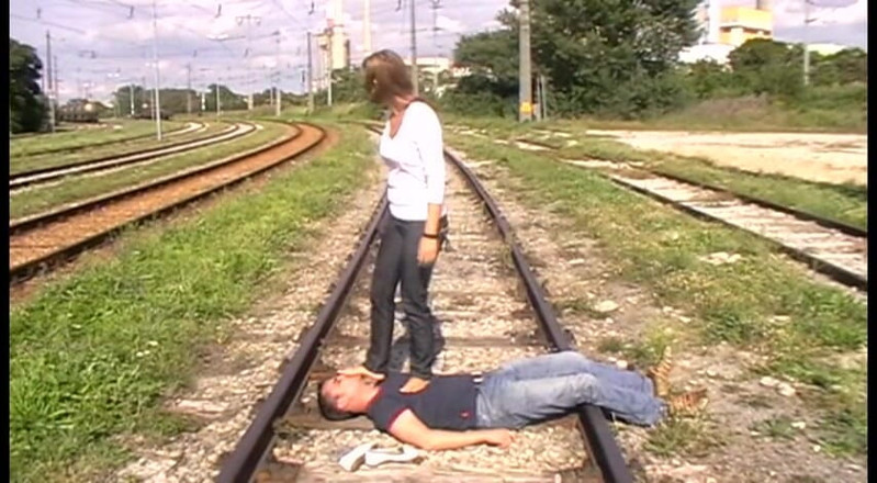 Femdom Austria: Railway tracks trampling