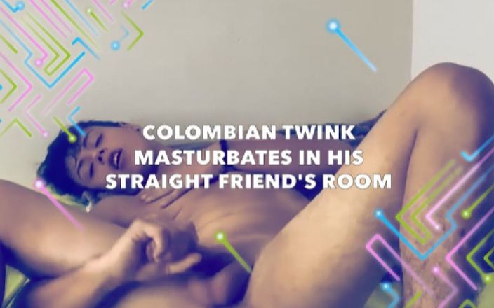 Evan Perverts: Колумбійський твінк мастурбує в кімнаті свого прямого друга