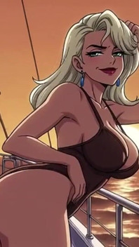 アイ、大きな胸の美女たちがボートに乗っている