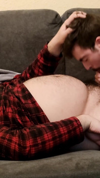 Sucking off a Hairy Bear on the Sofa