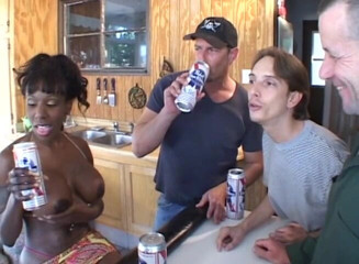 Cock Fest: Ebony whore having hot sex with multiple guys