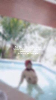 Woman Hijab Bathing Naked in an Open-air Hotel Pool