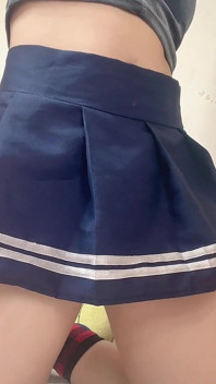 Hana Cute Sexy in School Girl Outfit
