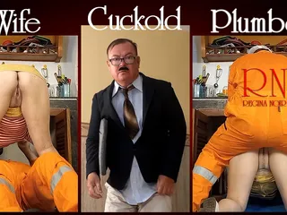 Housewife, Plumber and Cuckold Husband at the Kitchen. Full Video