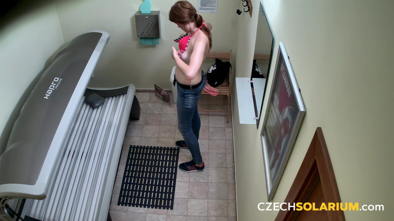 Czech Solarium: Czech Solarium 181: Ginger Young Woman Flashes Her Pussy in the...