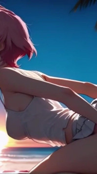 Pretty Ai Take Big Cock From Behind on the Beach.