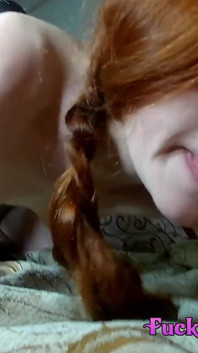 Skinny Ginger Girl Fucked in Her Cunt and Then Suck Cock and Lick Condom