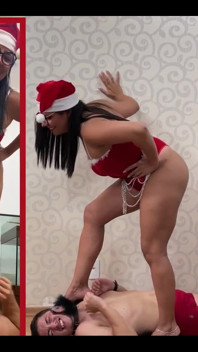 Goddess Kiffa - Sexy Mrs Claus Trampling and Step on Bad Foot Slave's Head