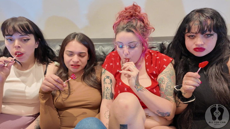 All You Can Fetish: Fetish permen karet permen karet berciuman empat gadis yang suka...