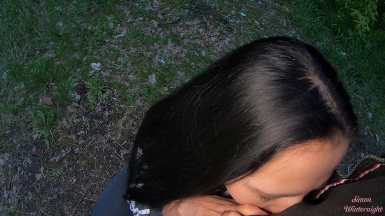 YSP Studio: POV outdoor blowjob with cum in mouth