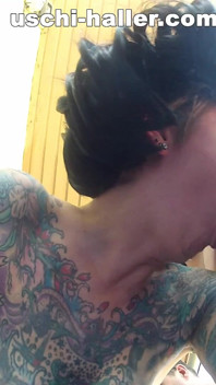 MILF Cleo with Full Body Tattoo Gives a Blowjob