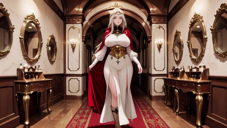 Tay Swift X: Languid Membaca di Perpustakaan Gothic, Jubah Putih dan Cape Merah,...