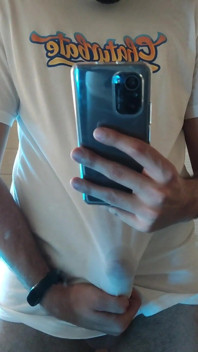 Jerking off and cumming through my white t-shirt