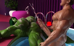 Ea Hulk adoră să-și întindă curul de o pulă monstruoasă