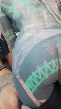 Anal Threesome During Tattoo Session
