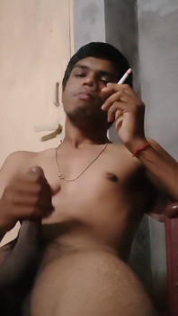 Cute Boy Masterbation with Smoking