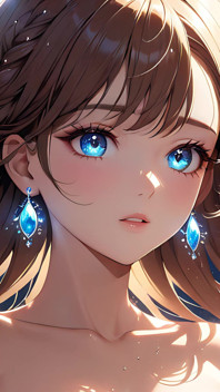 Swirl of Light: a Beautiful Young Woman Brushing Her Hair Aside
