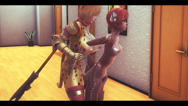 HentaiTubes: Furry Hentai - Futanari Fawn Girl Uprawianie seksu z Tiger Futanari -...