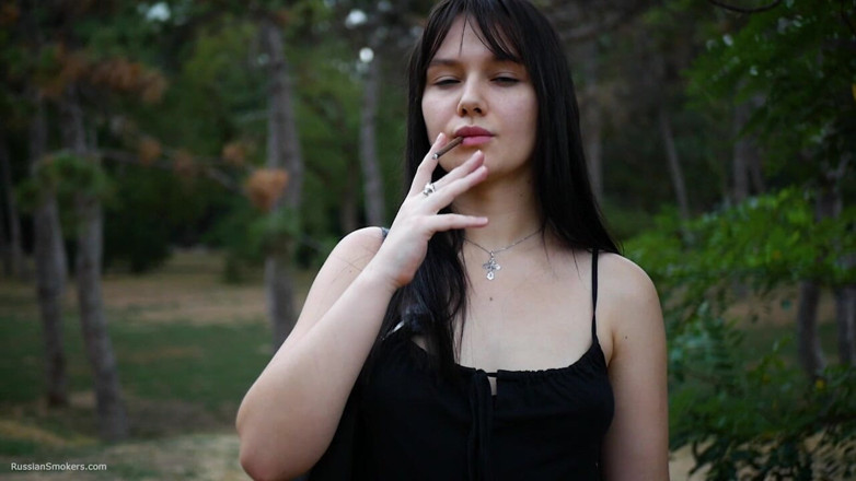 Russian Smokers: Smoking 120mm Cigarette Outdoors