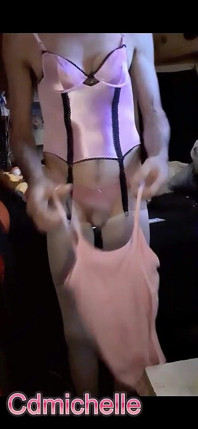 Cdmichelle Wearing Pink Lingerie Then Putting on Pink Dress