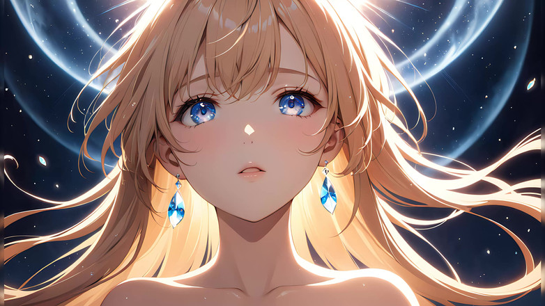 LustRender: Ethereal Ascent: a Beautiful Young Woman Wrapped in Celestial Light