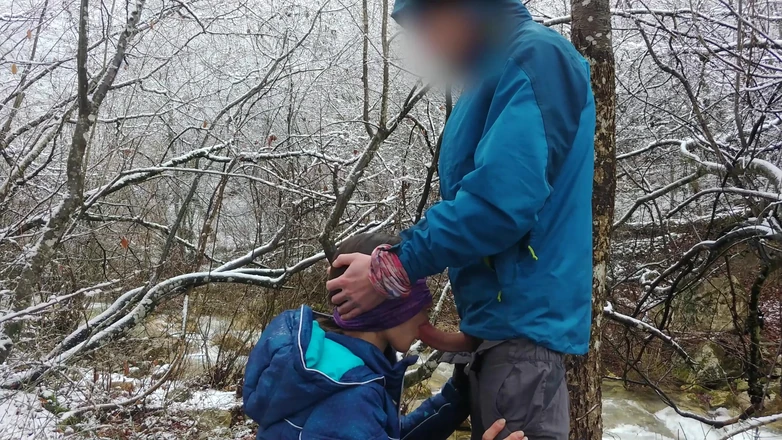 thelazycouple: Blowjob and Cum Swallow Near the Mountain River