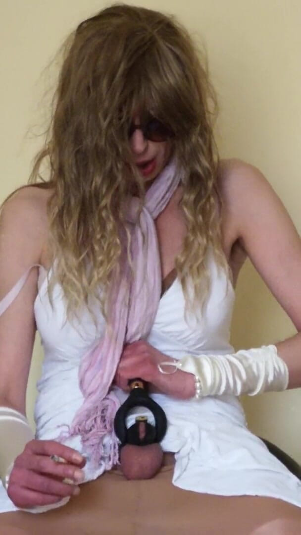 Wet Perversions In Nylons: Wearing a chastity and being horny part I