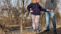 OurFetishLife: Mother-in-law in leggings gently holds my cock during pissing and...