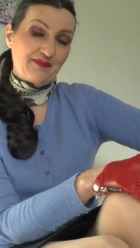 Today Is Your Cum Day! Sniffing Red Leather Gloves, Lady Victoria Valente