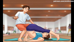 Cartoon Universal: Summertime Saga bahagian 1 - pelajaran yoga yang boner (submisif Perancis )