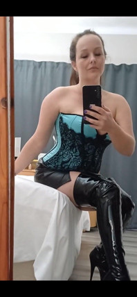 Outfit of the Day: Blue Corset and Thighhigh Boots