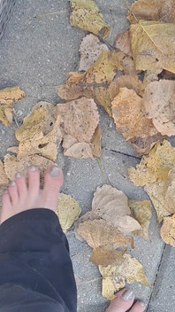 Sexy Bare Feet Crunching Dry Leaves