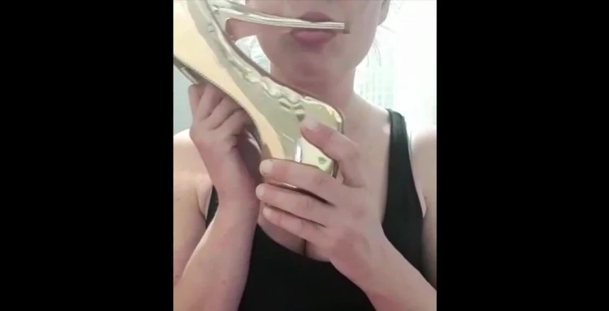 Aqua Pola: Smoking and licking sucking my high heels play with shoe